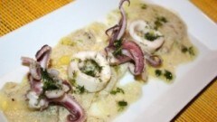 Antipasto tiepido di calamaro e topinambur