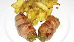 Involtini di lardo pancettato con tritato condito