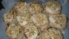 Rose al gorgonzola e funghi con granella di pistacchi