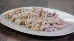 Fusilli velocissimi con ricotta, crudo e noci