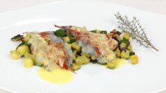 Carpaccio di gamberi rossi con paprica e zucchine