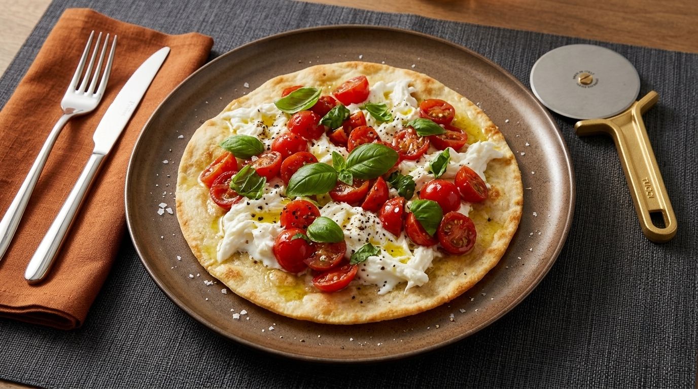 Piadina pizza con burrata 