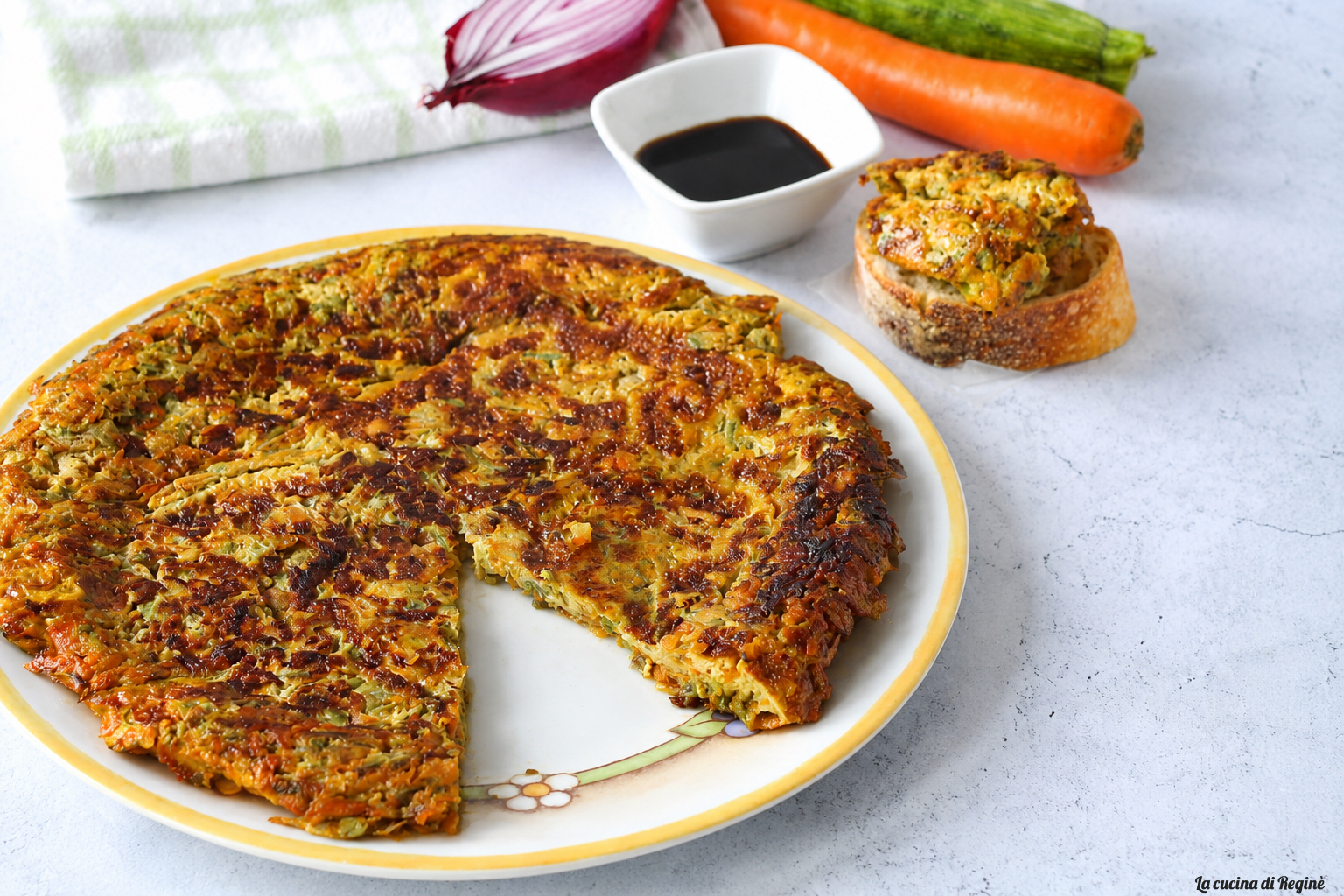 Frittata di Verdure con Salsa di Soia
