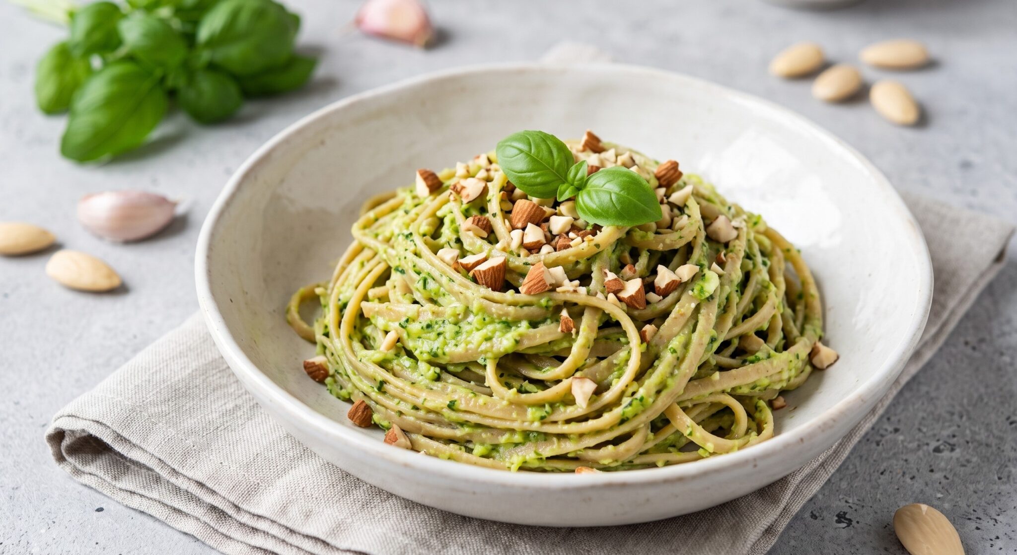 Pasta integrale con pesto di zucchine