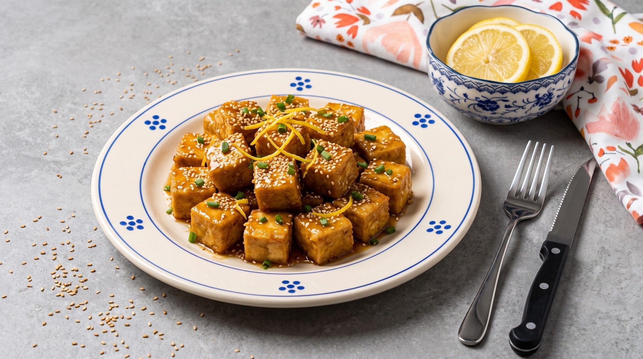 Tofu al limone e soia in padella 