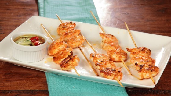 Spiedini di gamberi con salsa tailandese
