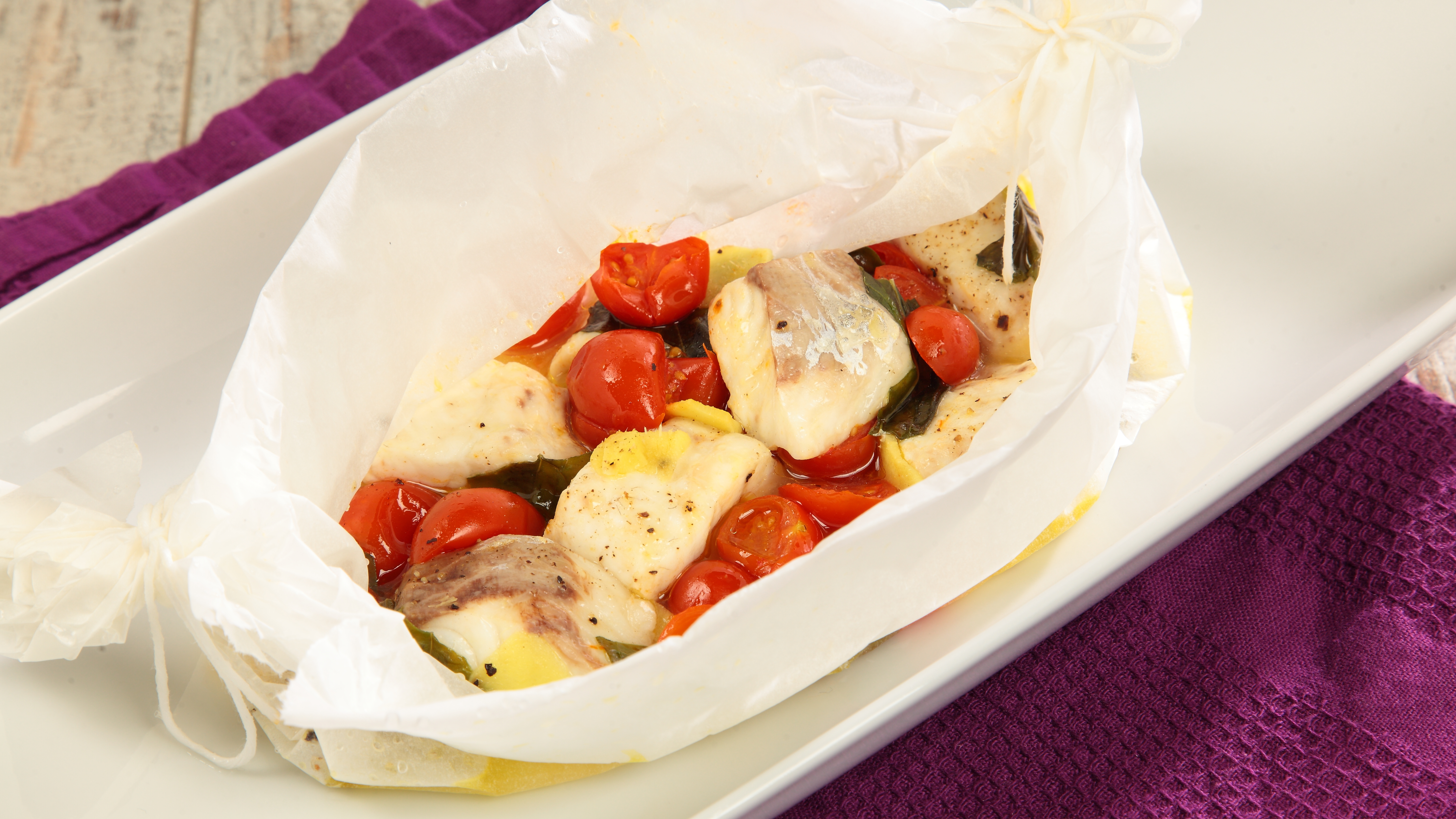 pasta con spigola e pomodorini
