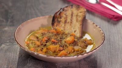 Zuppa di zucca e lenticchie
