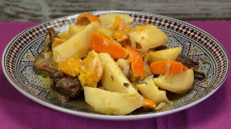 Tajine d'agnello, patate e arance