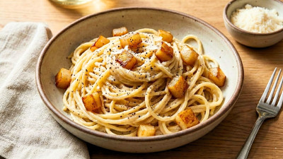 Spaghetti cacio pepe e pere