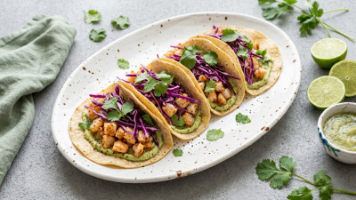 Chopped shrimp tacos