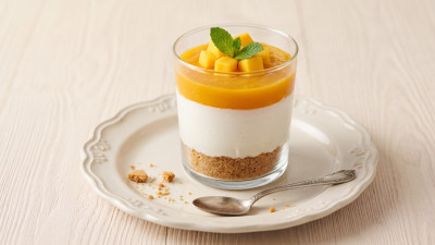 Cheesecake al mango nel bicchiere