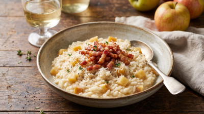 Risotto mele e speck croccante