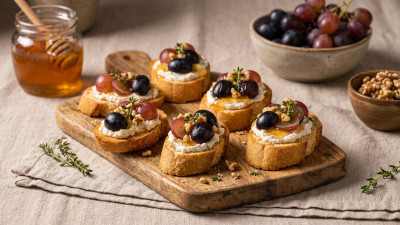 Crostini con uva e caprino