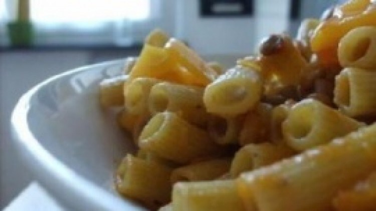 Sedanini con zucca, lenticchie e porro
