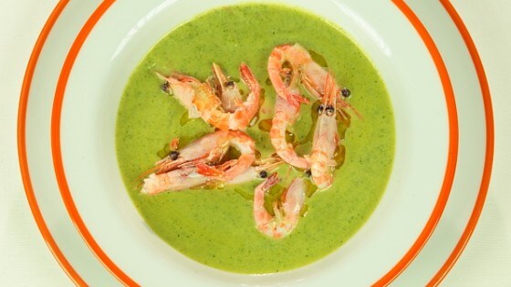 Crema fredda di zucchine e gamberi