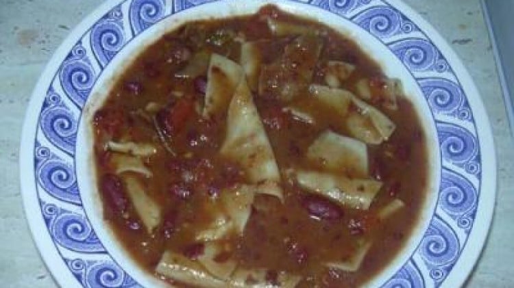 Maltagliati con fagioli porcini ed acciughe