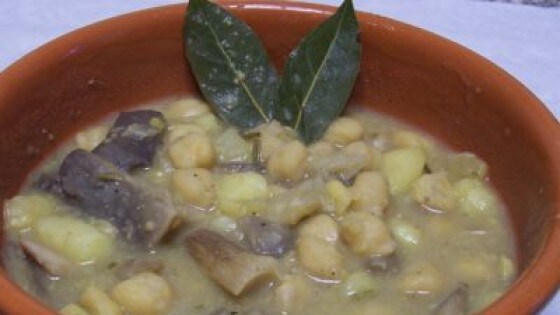 Zuppa di ceci con funghi e patate di trilli
