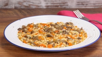Risotto con la zucca e funghi trifolati