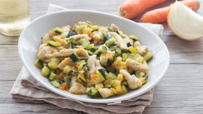 Bocconcini di pollo con zucchine