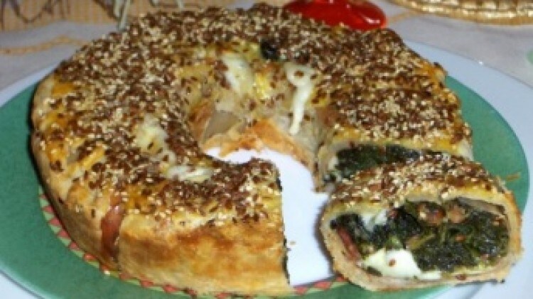 Anello di prosciutto e spinaci