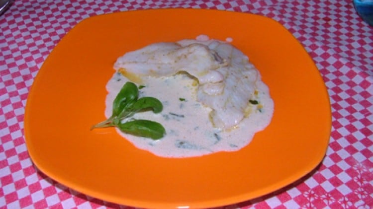 Rombo con crema al basilico