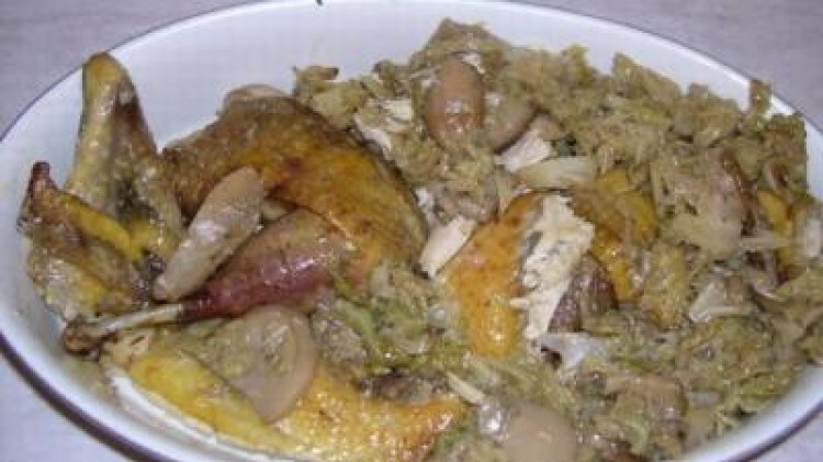 Faraona ai porcini e verza