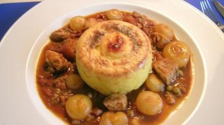 Polenta alla Gouda con pollo e cipolline