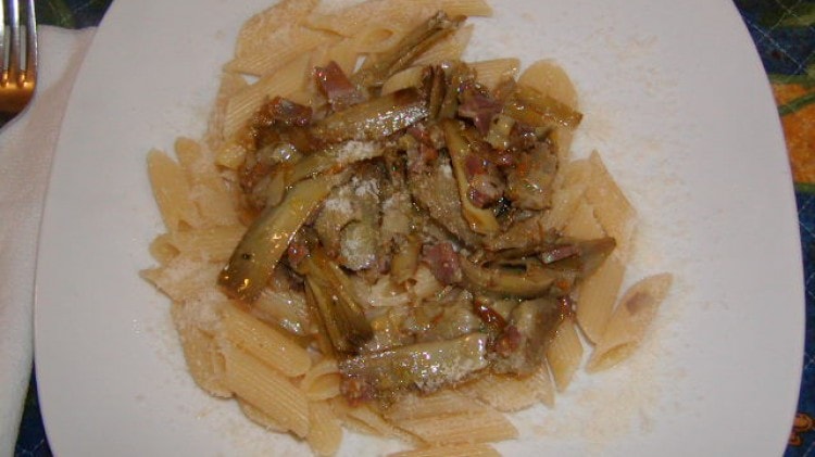 Mezze penne con carciofi