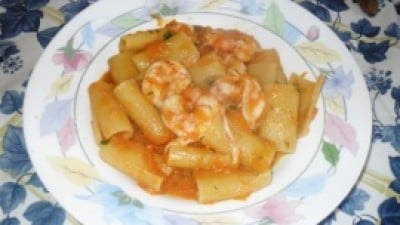 Mezze maniche zucca e gamberi