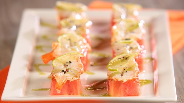 Crudo di gamberi con cocomero