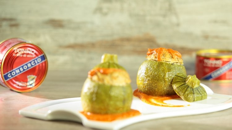 Zucchine tonde ripiene al tonno