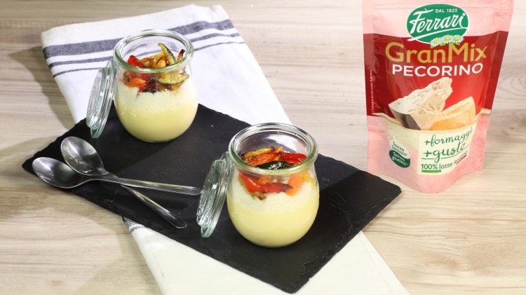 Crema pasticcera salata con verdurine arrostite